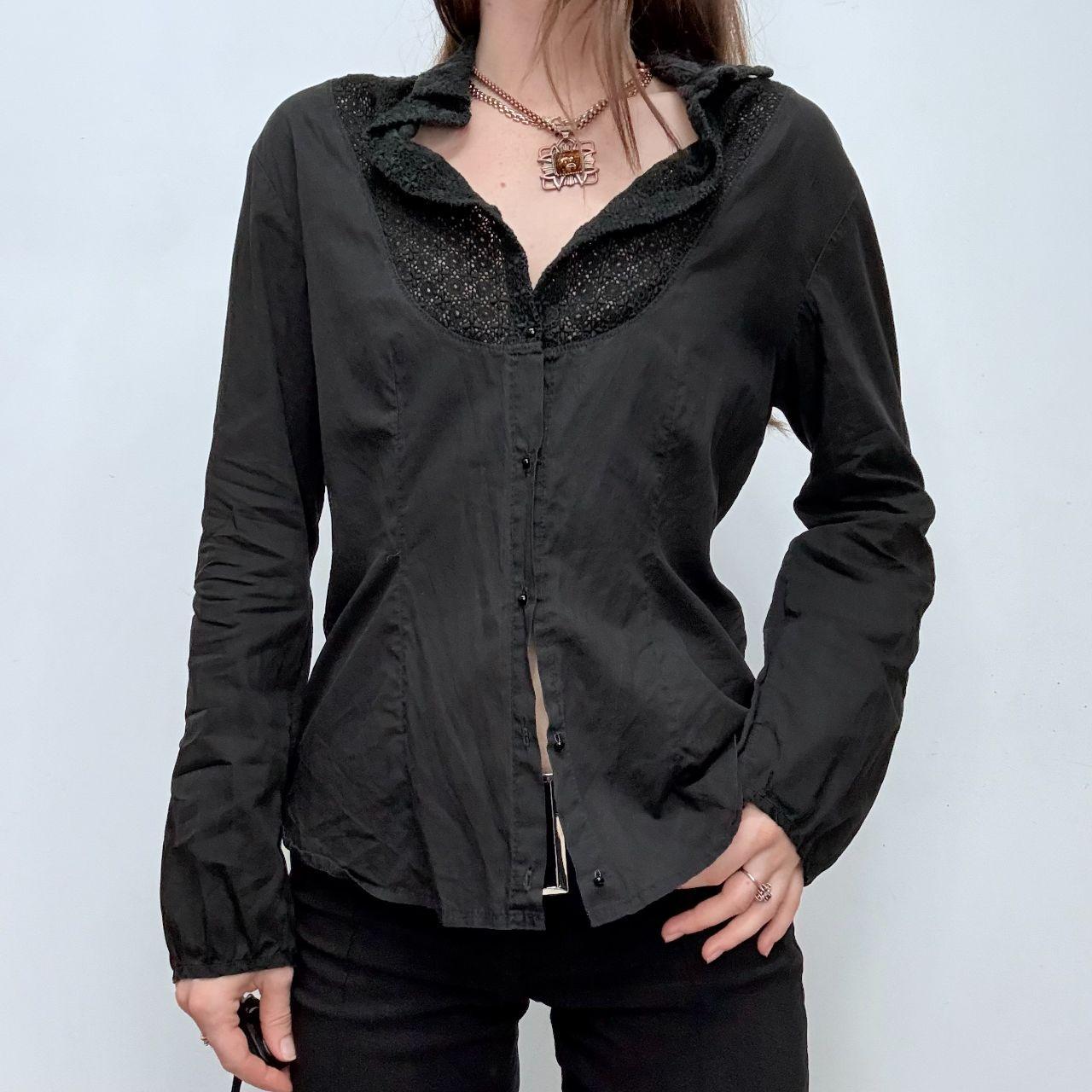 Black flared lace shirt