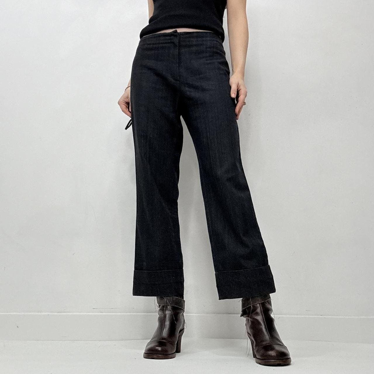 Dark navy flared wide leg minimalist trousers