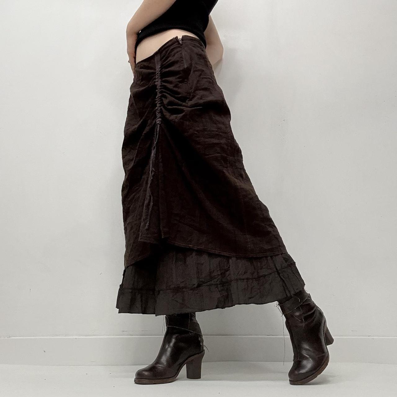 Brown pinstriped layered skirt