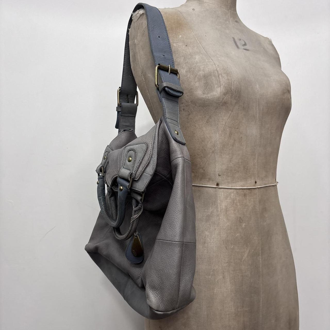 Minimalist leather grey shoulder bag