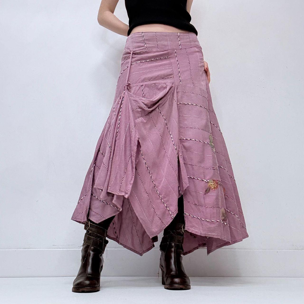 Pink layered drape fairy maxi skirt