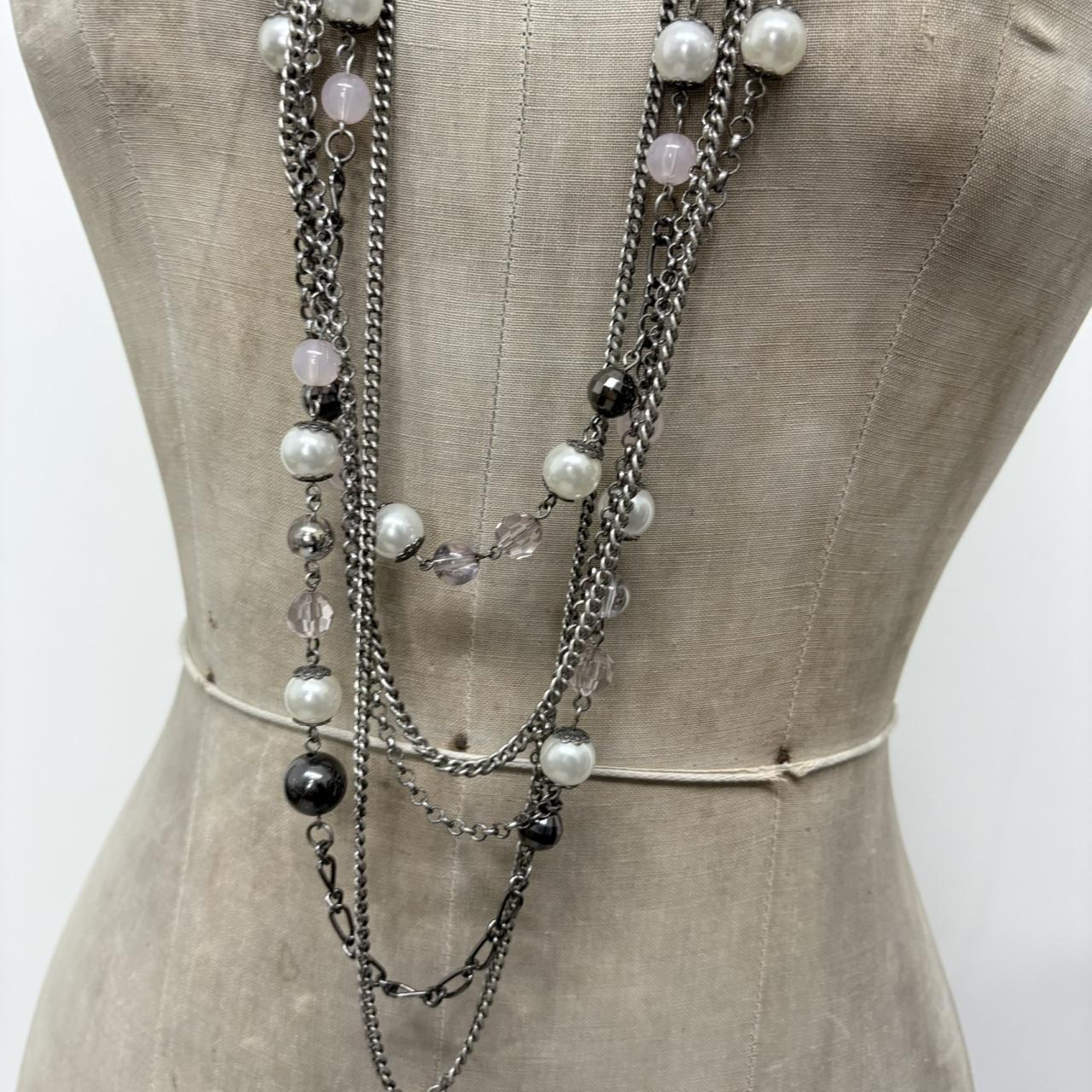 Silver metal layered necklace