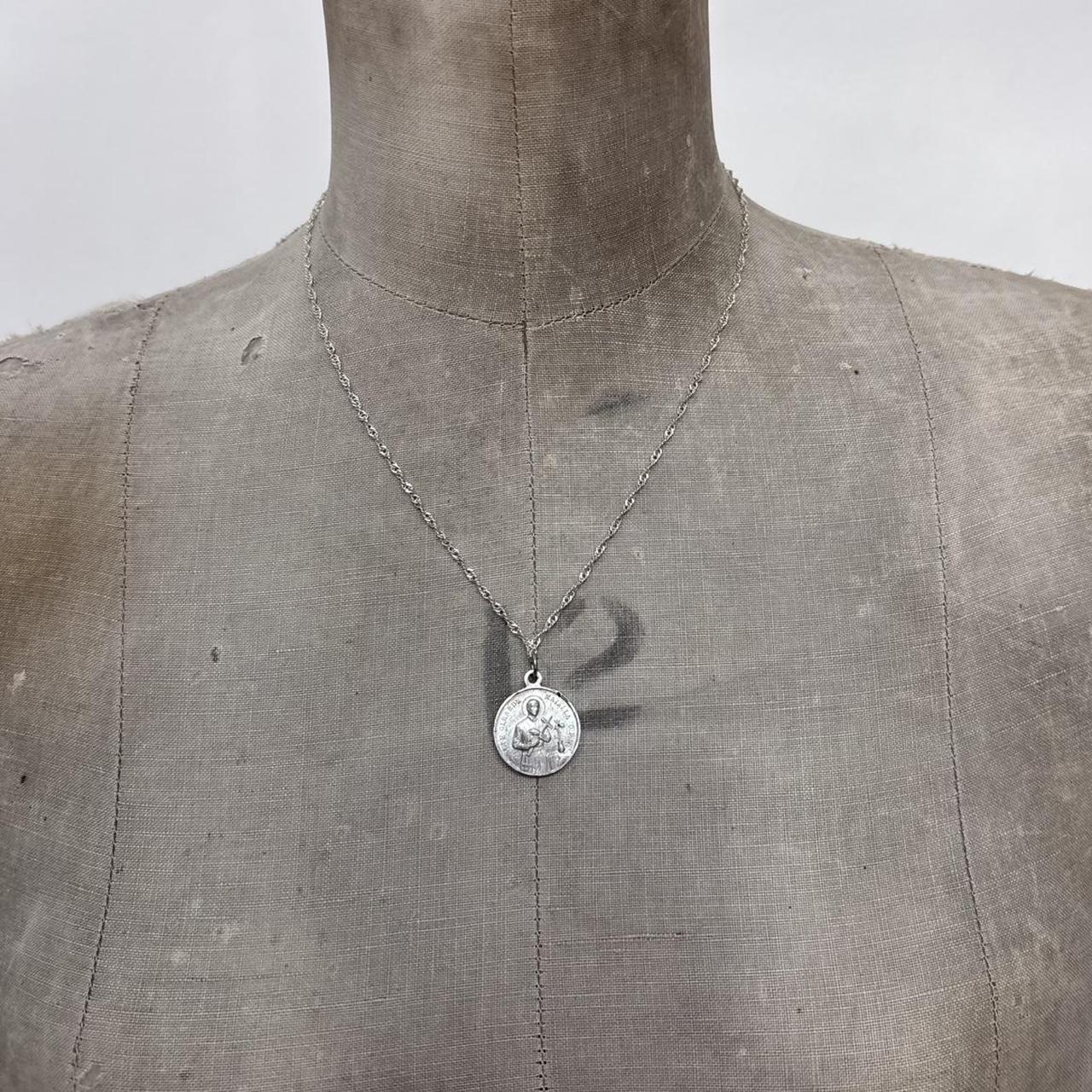 Silver chain coin necklace