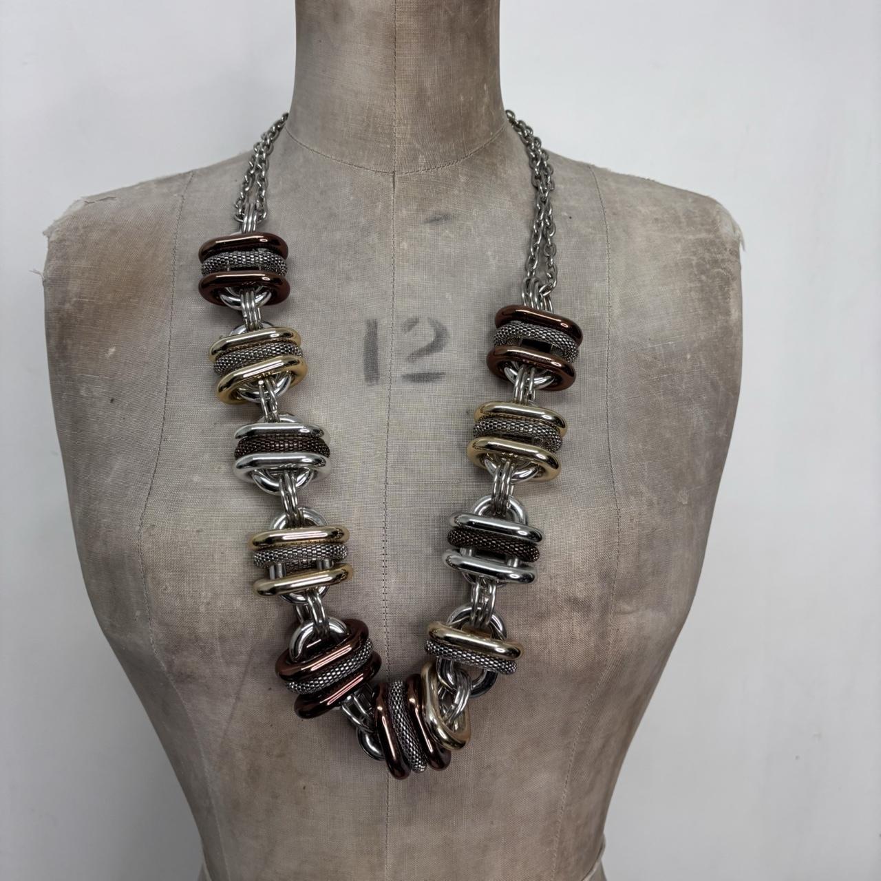 Mixed metal chunky oversized grunge necklace