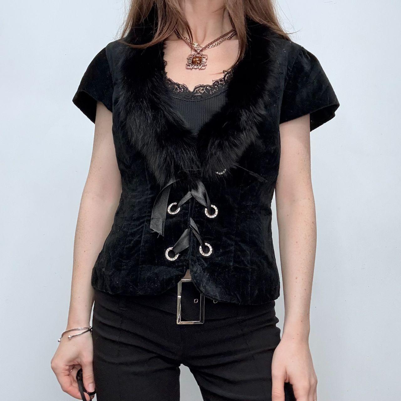 Black velvet cropped mini corset jaket