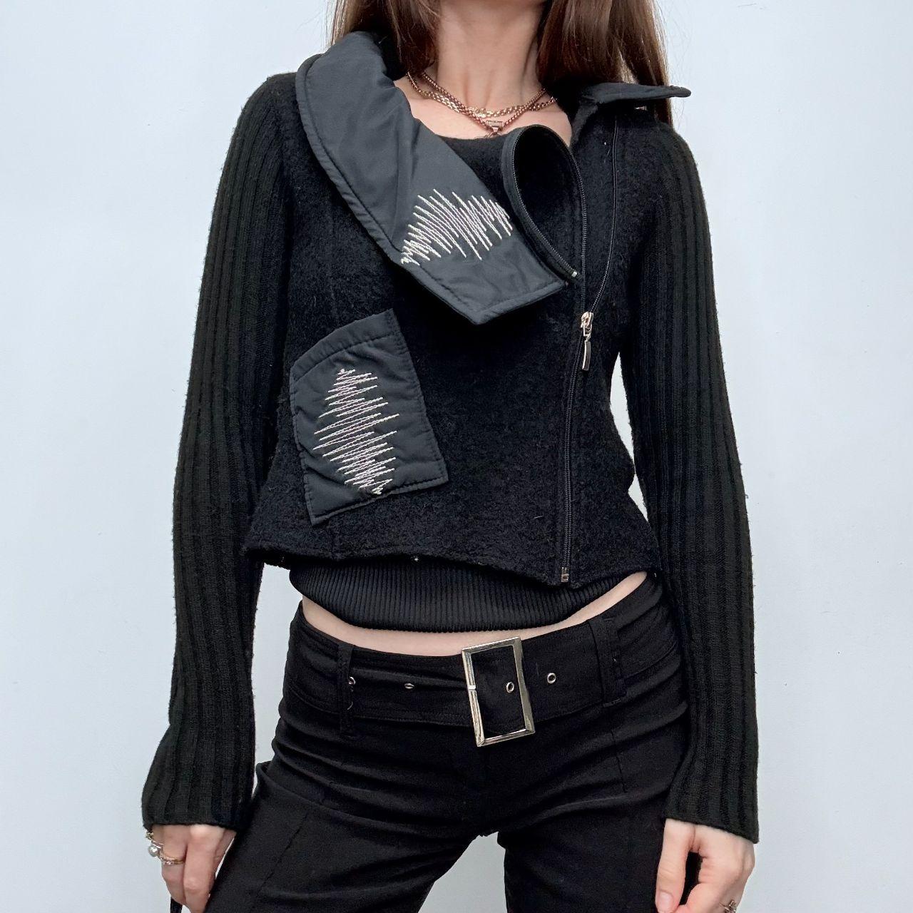 Black wool asymmetric top