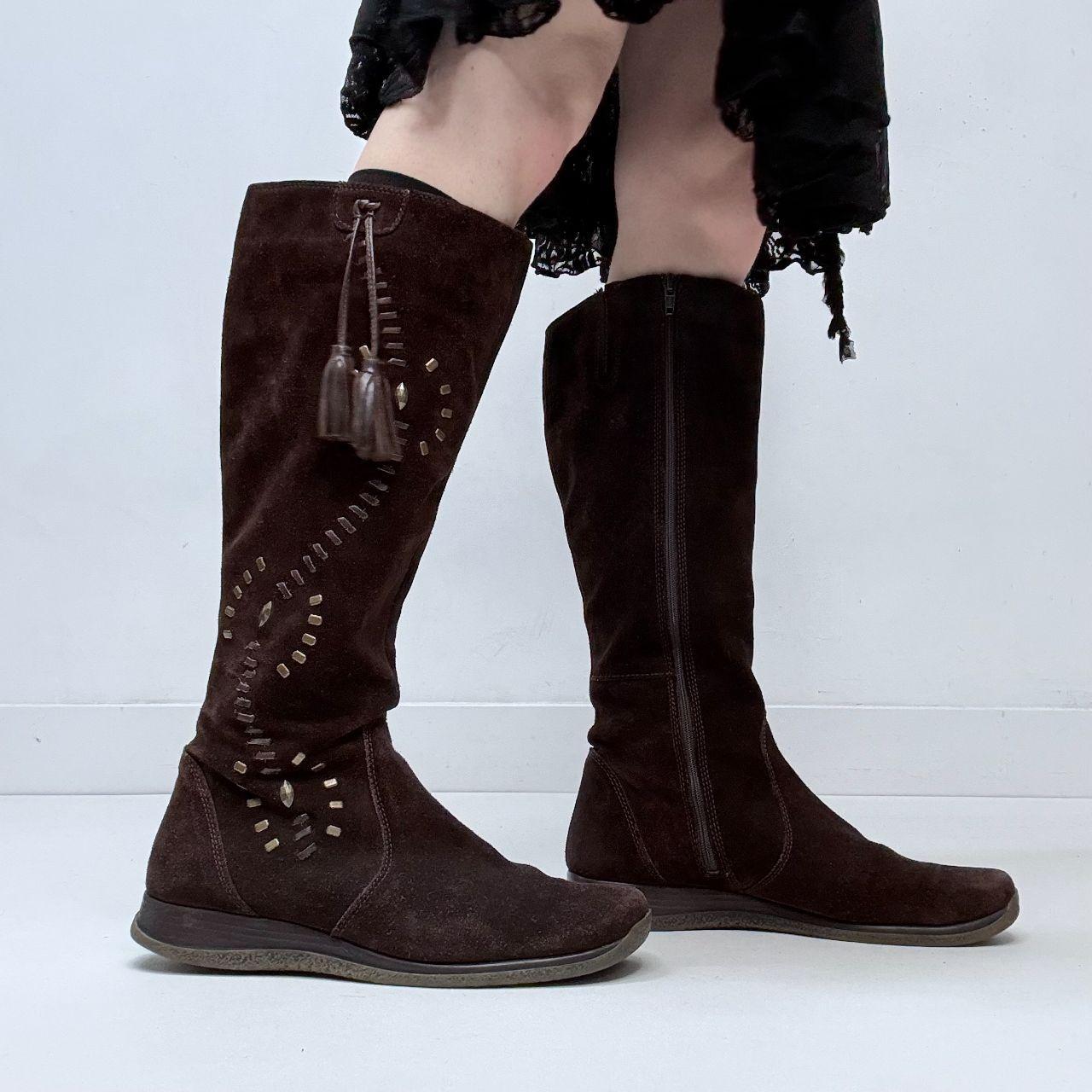 Brown suede stitch hippy boots