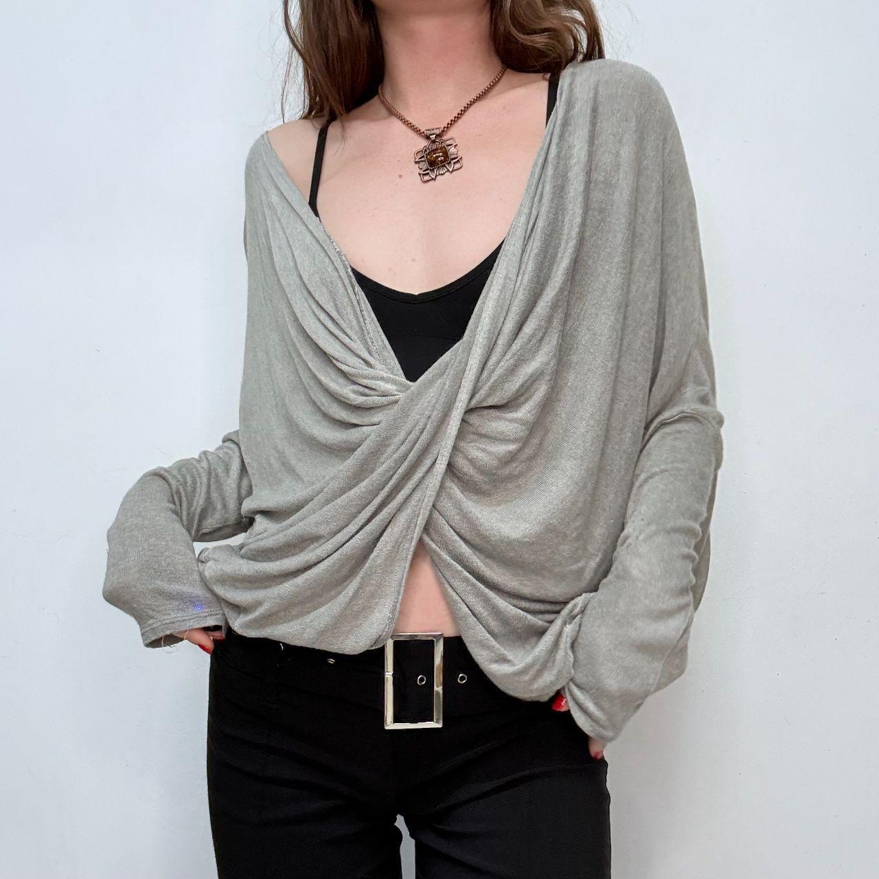 Slouchy twist grey knit jumper