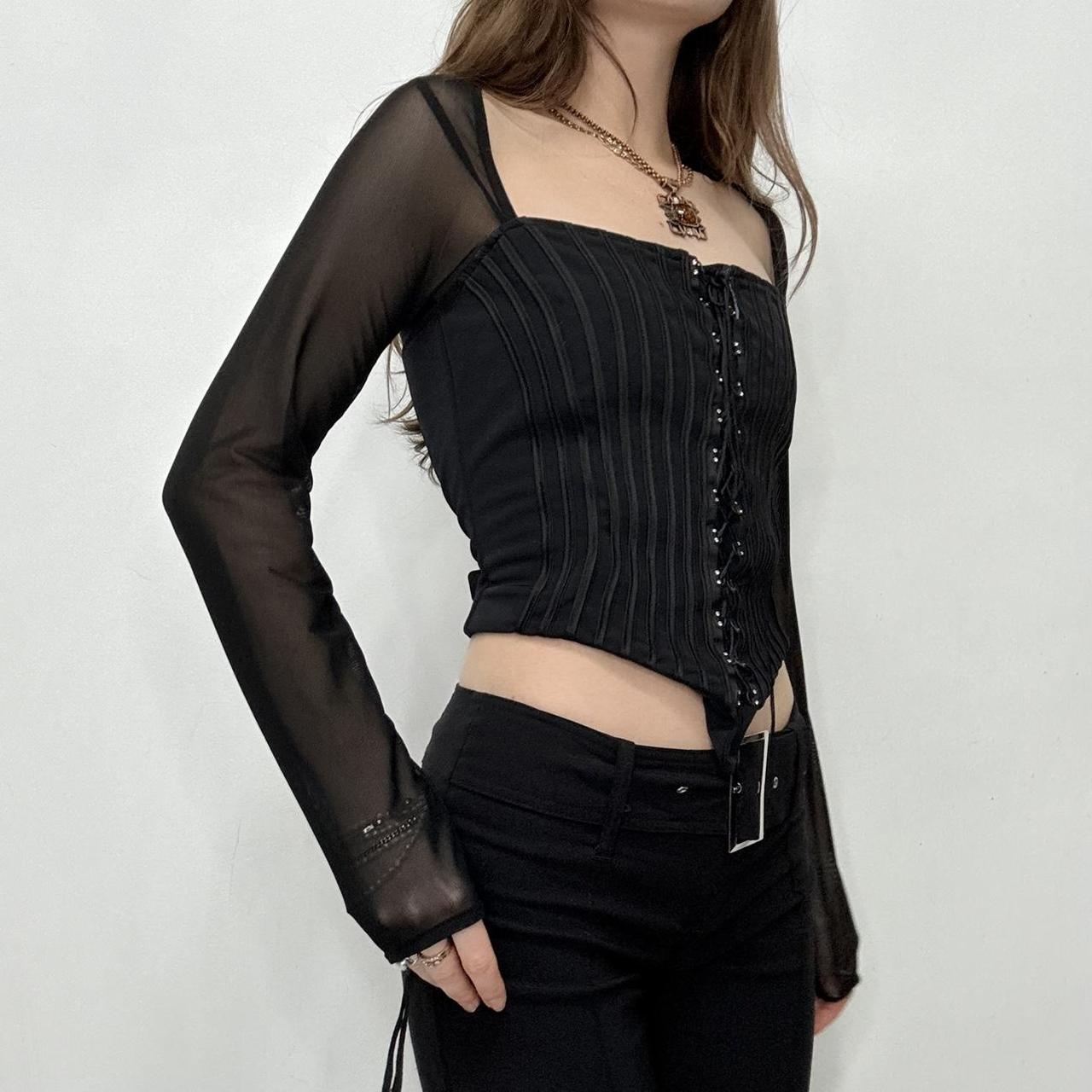 Black structured corset shirt