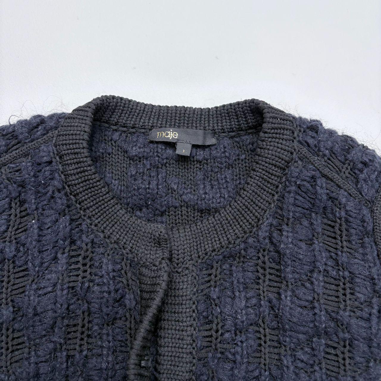 Navy chunky knit cropped maje cardigan