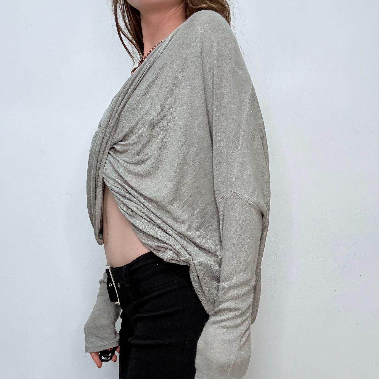 Slouchy twist grey knit jumper