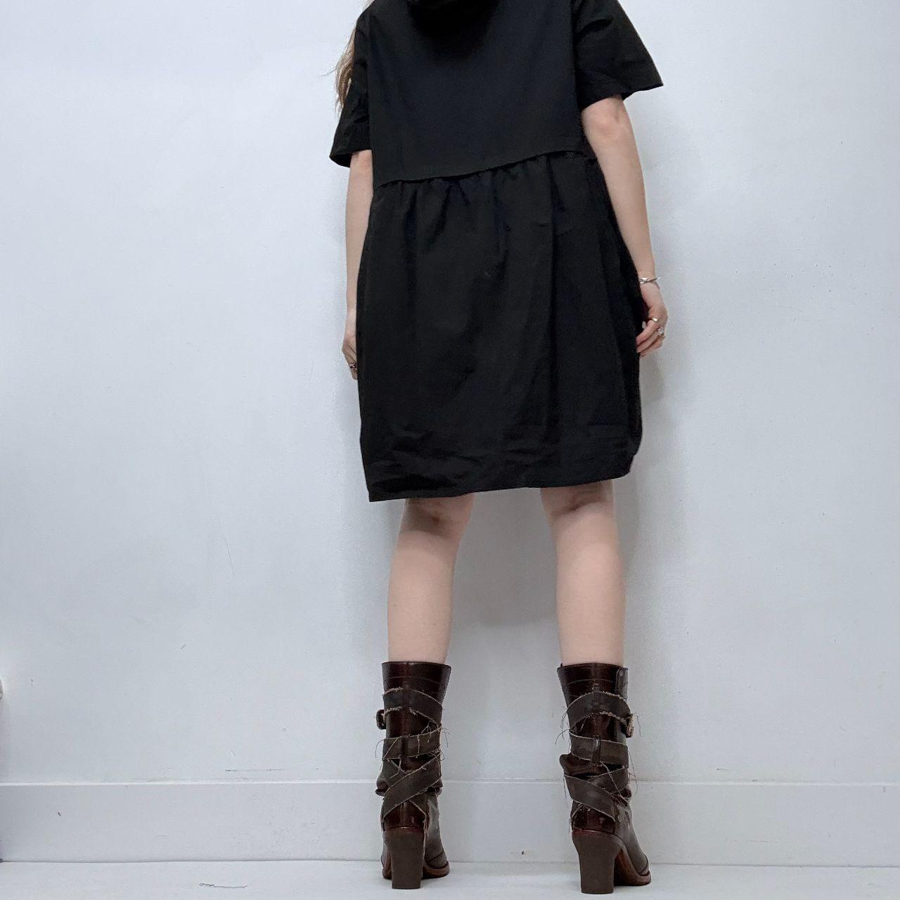 Black puff balloon mini dress
