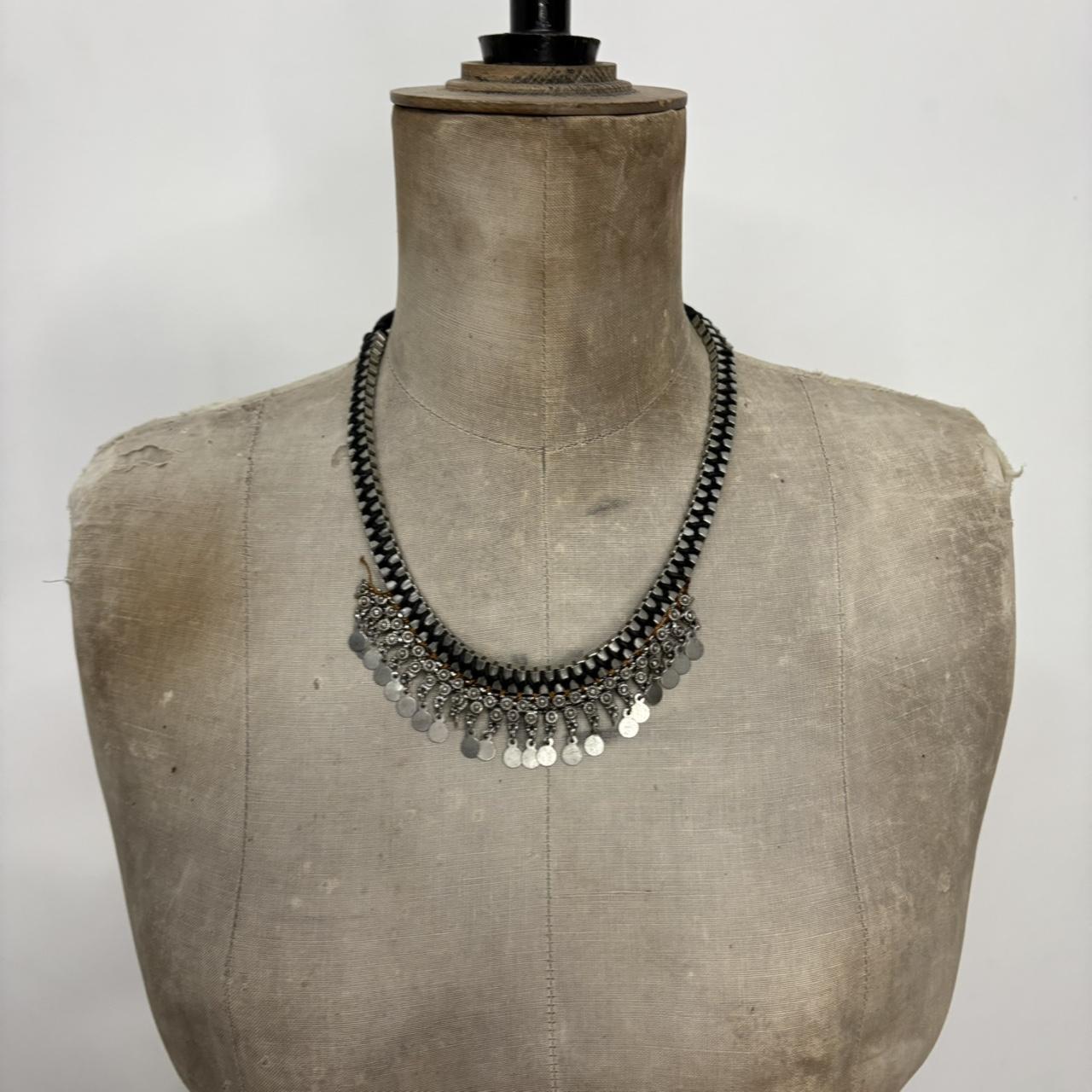 Silver chunky layered chain necklace