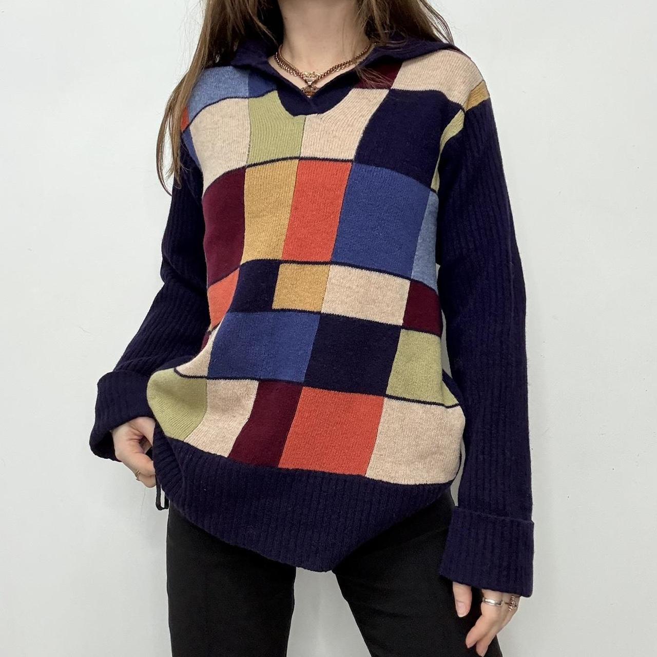 Vintage checked wool knit jumper