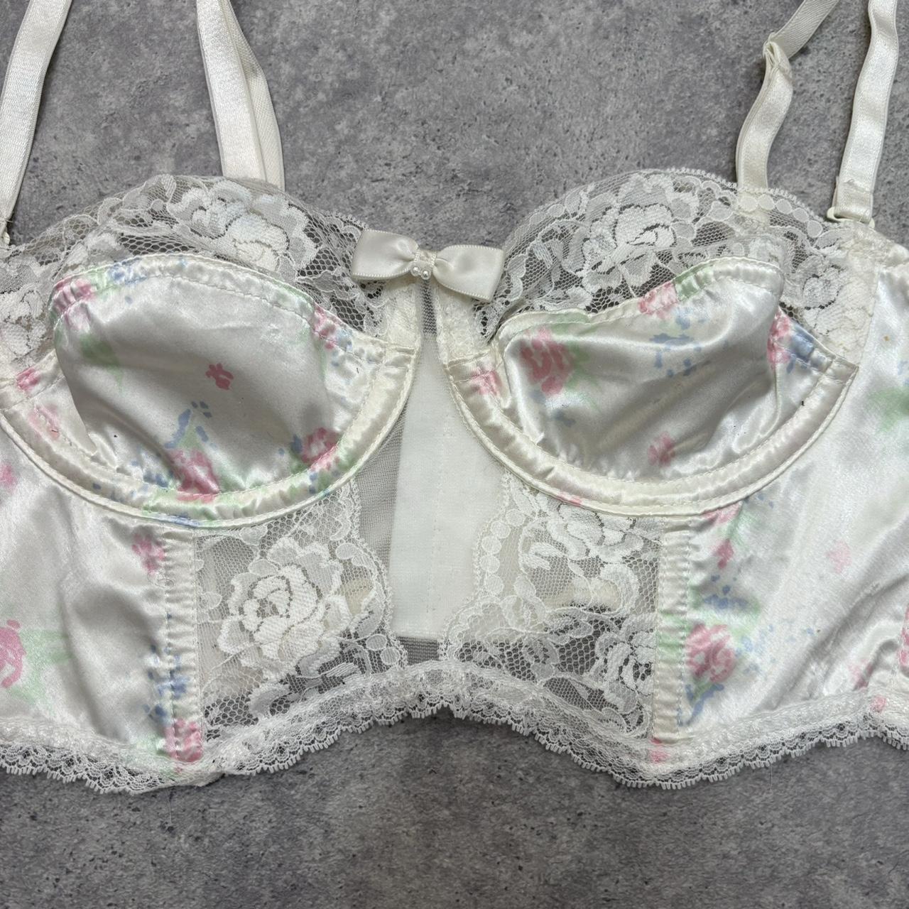 Vintage lace satin floral bralet