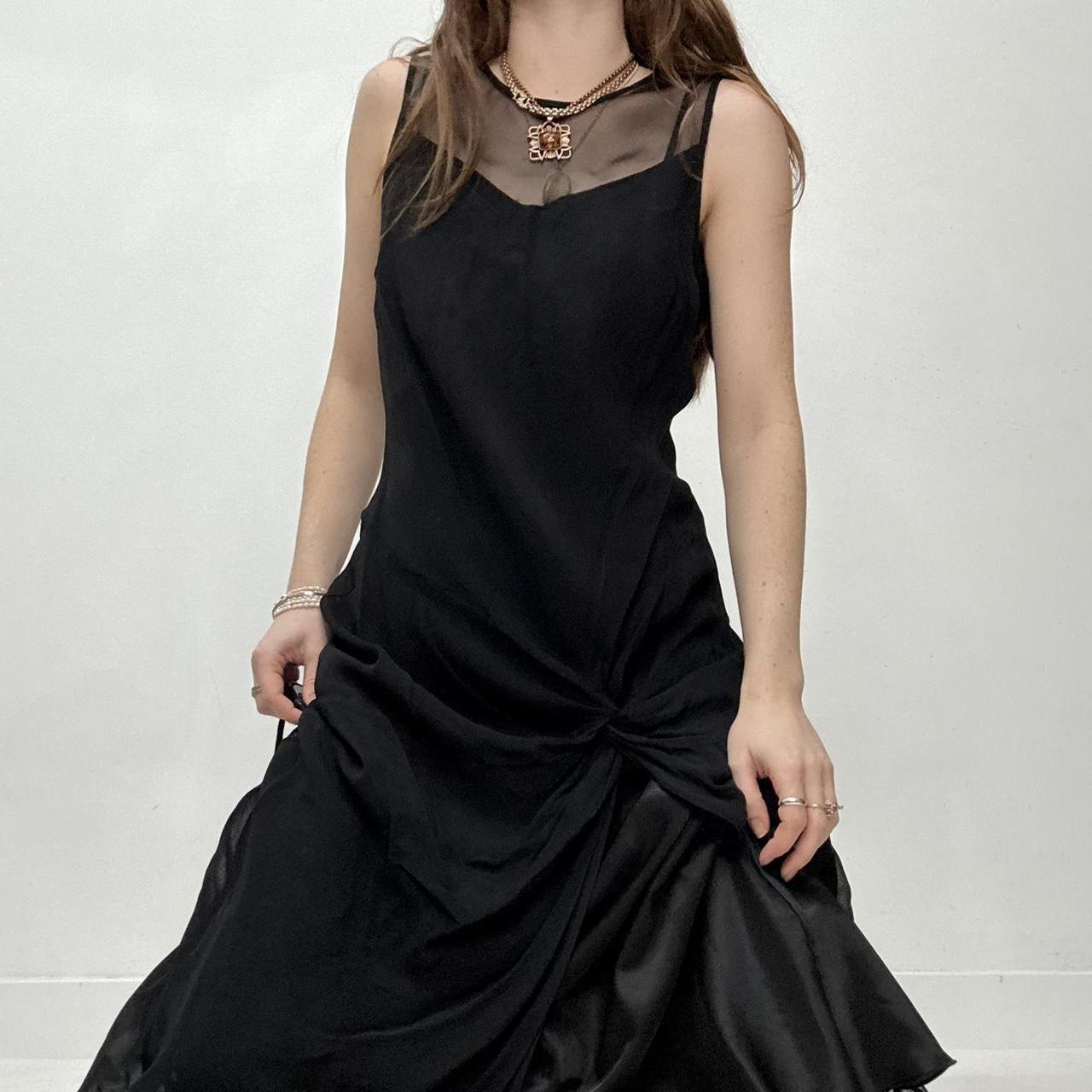 Sheer black ruffle layered maxi dress