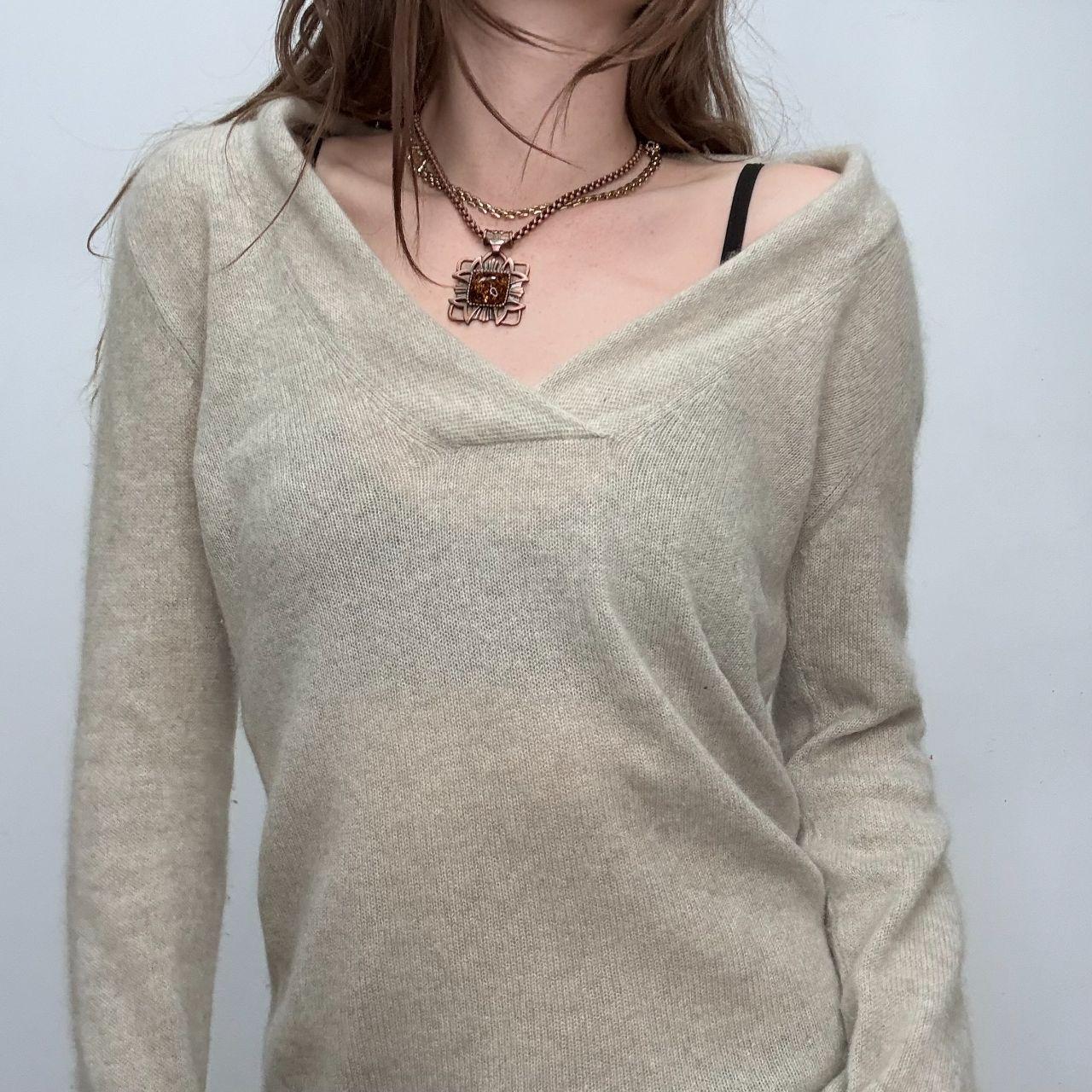 Grey slouchy wide neck knitted jumper