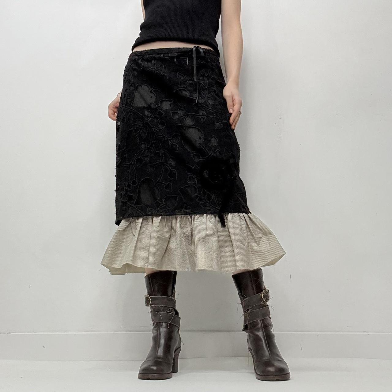 Black lace pinstripe layered skirt