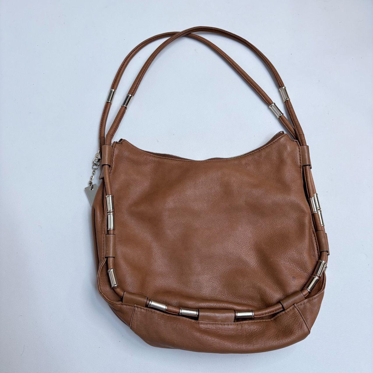 Tan leather slouchy chain bag