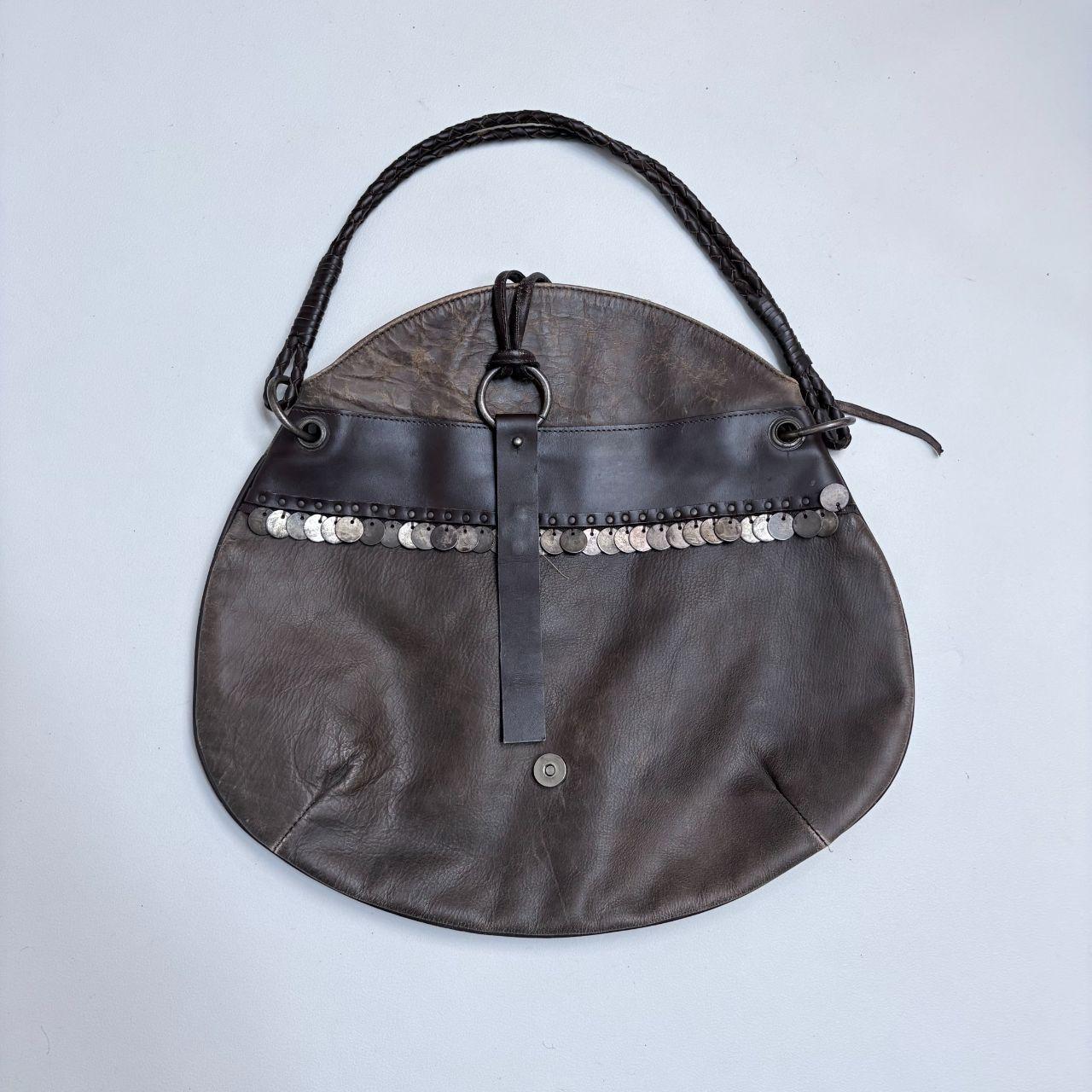 Brown leather boho coin bag