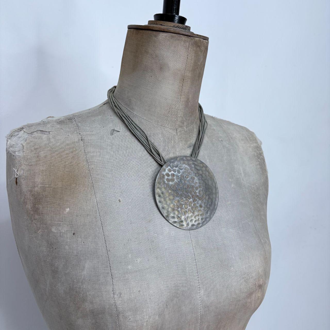 Chunky oversized hammered metal necklace