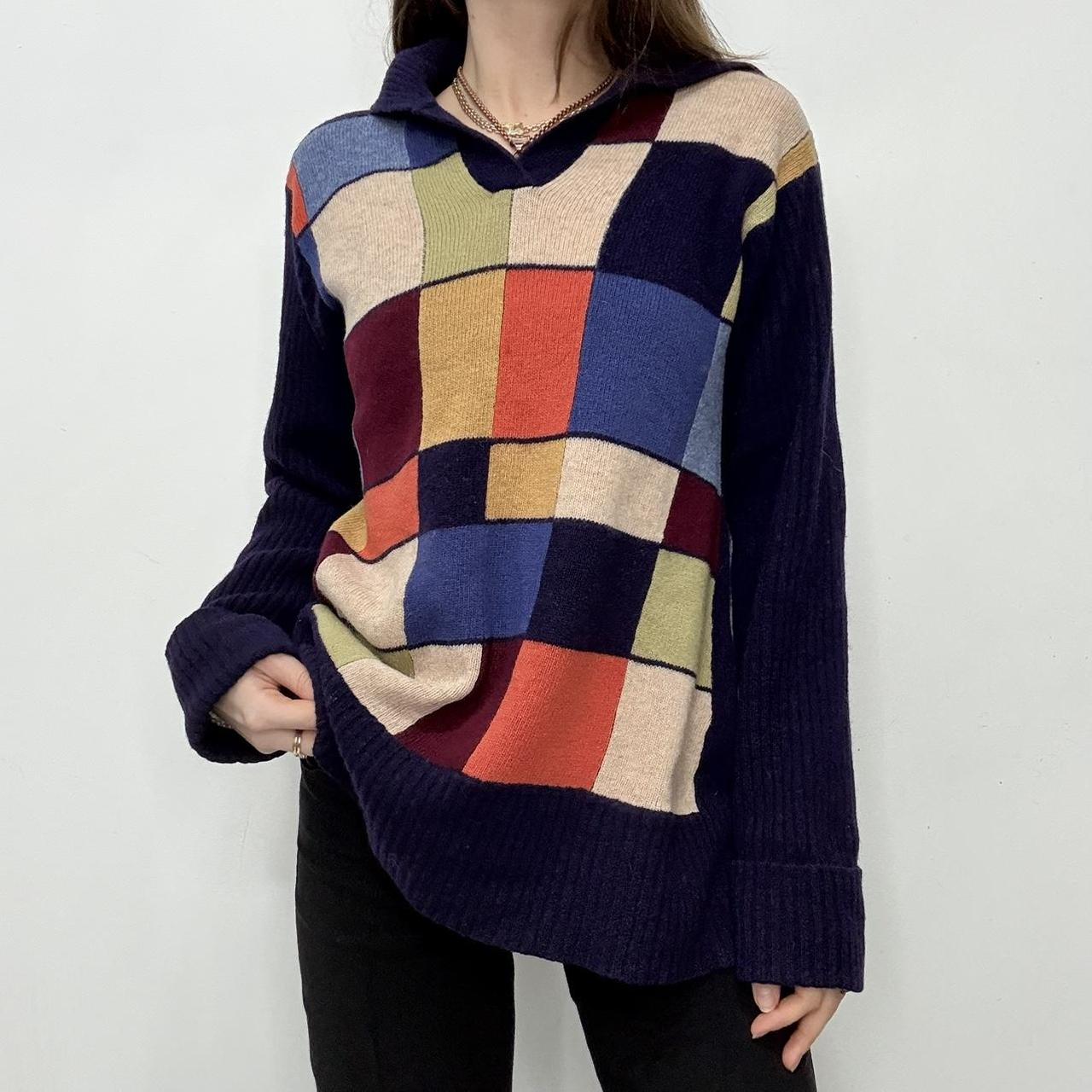 Vintage checked wool knit jumper