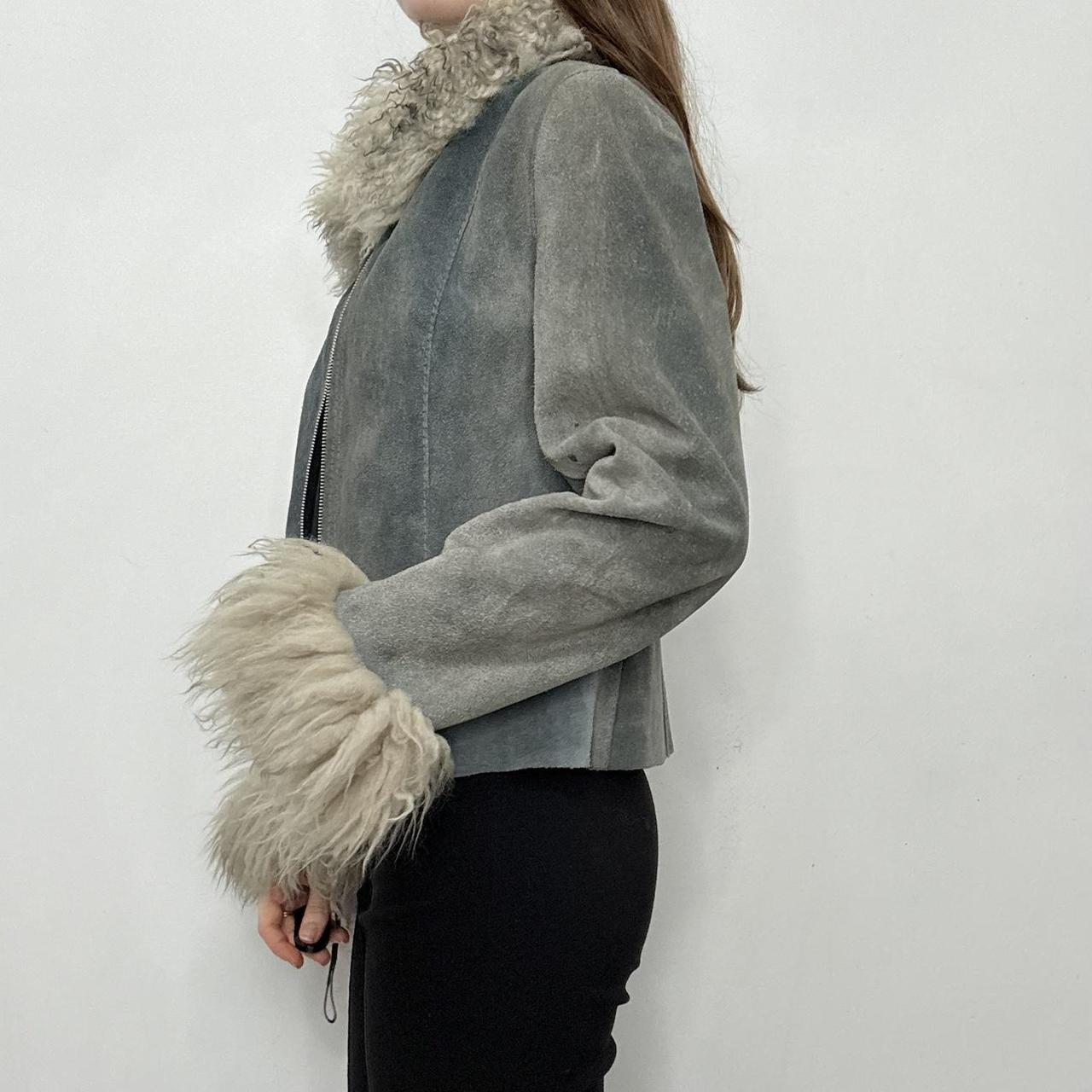 Sheepskin fur suede vintage jacket