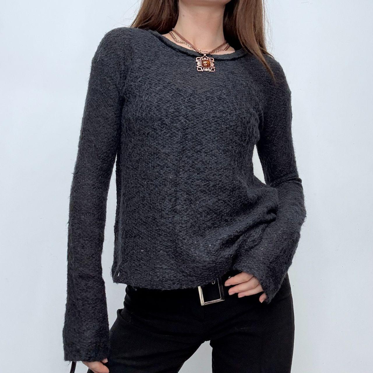 Sheer knit grey wool jumper