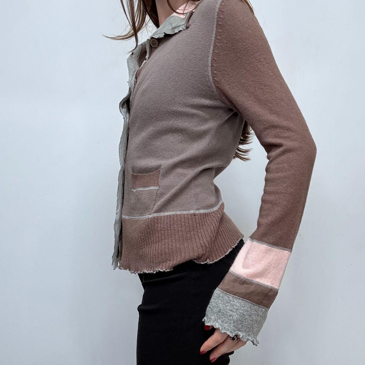 Brown knitted flared cashmere cardigan