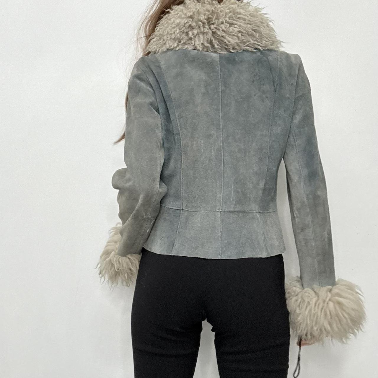 Sheepskin fur suede vintage jacket