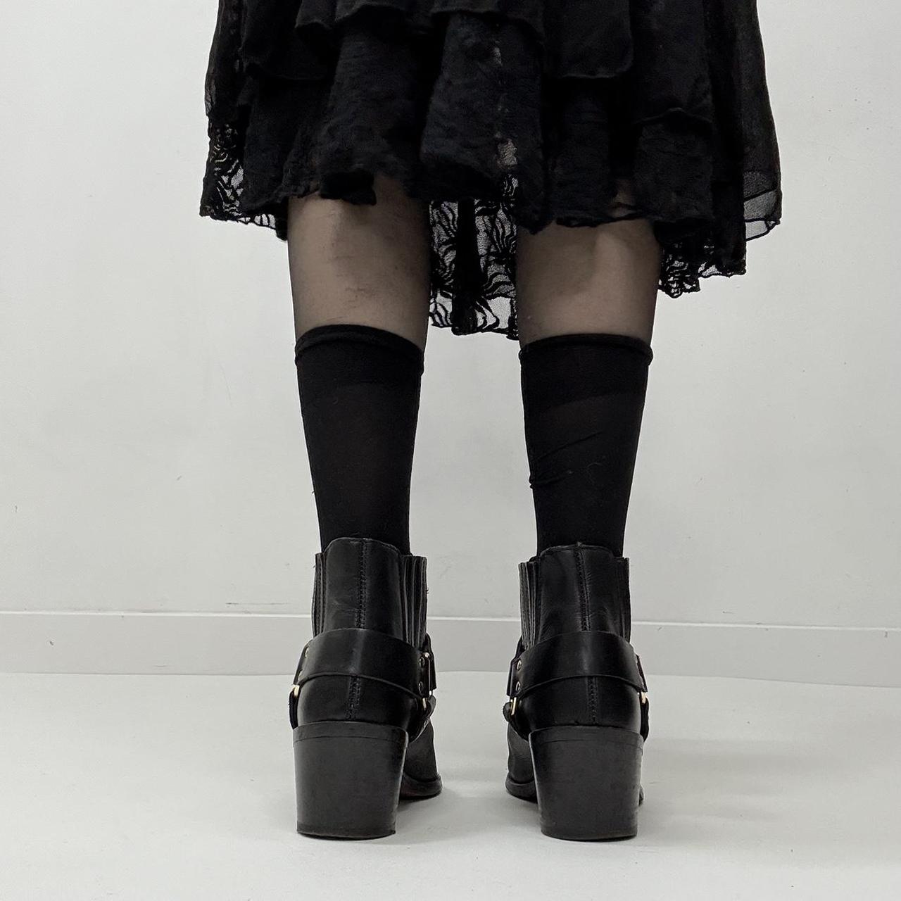 Black western studded biker boots