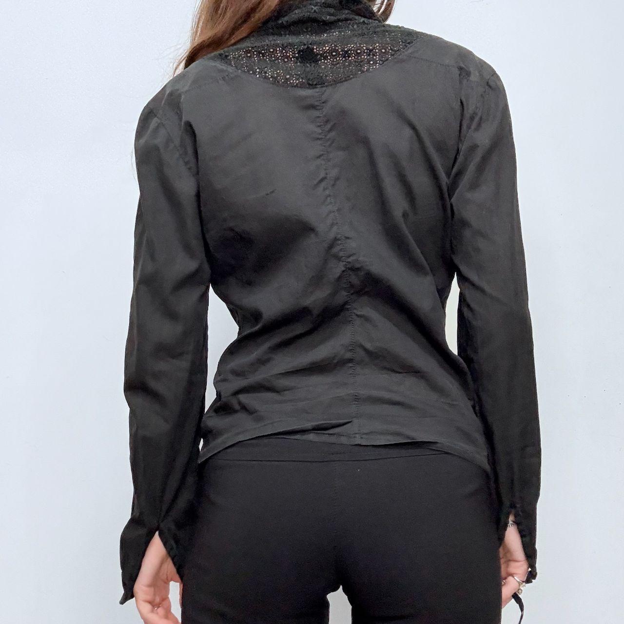 Black flared lace shirt