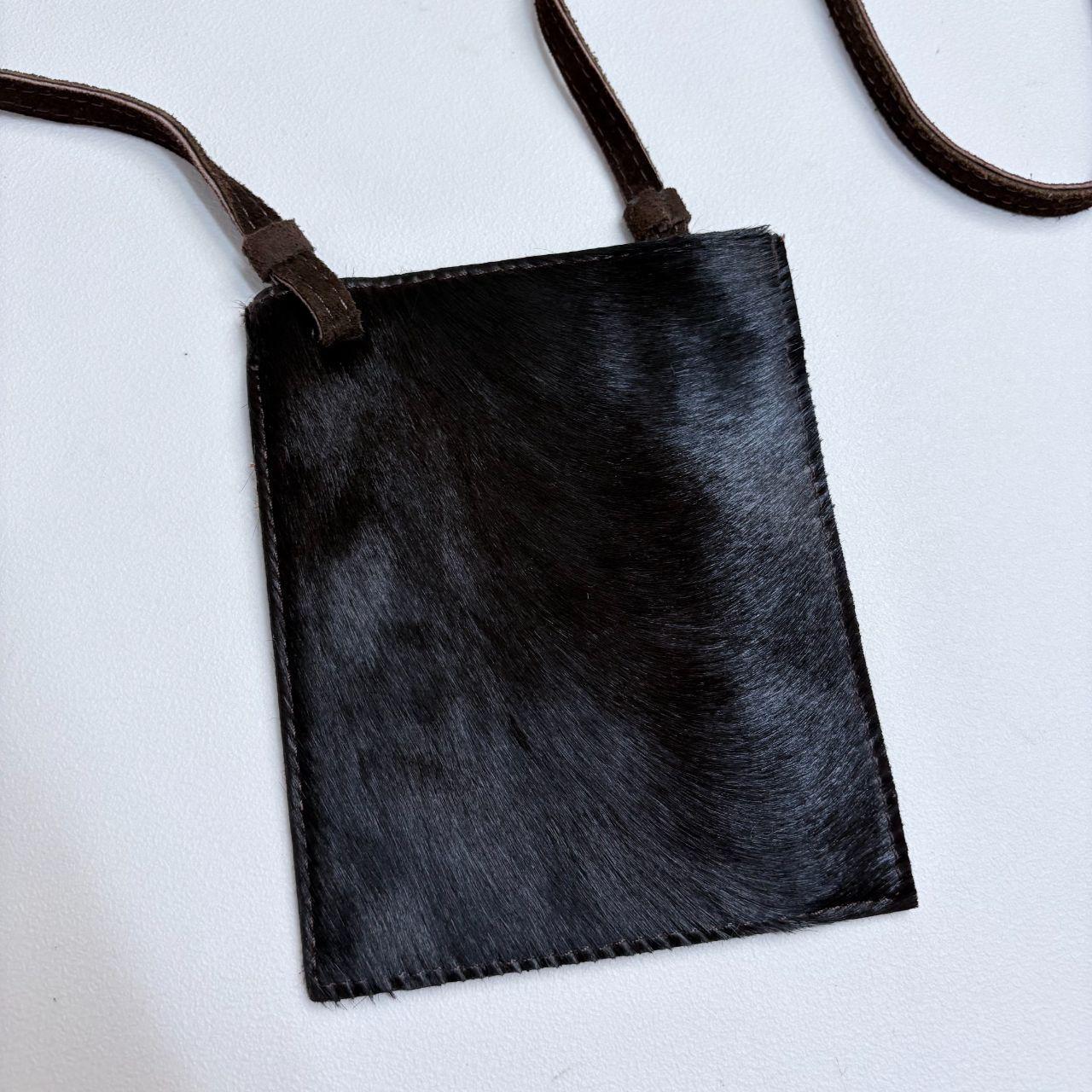Brown cowhide pony hair crossbody bag
