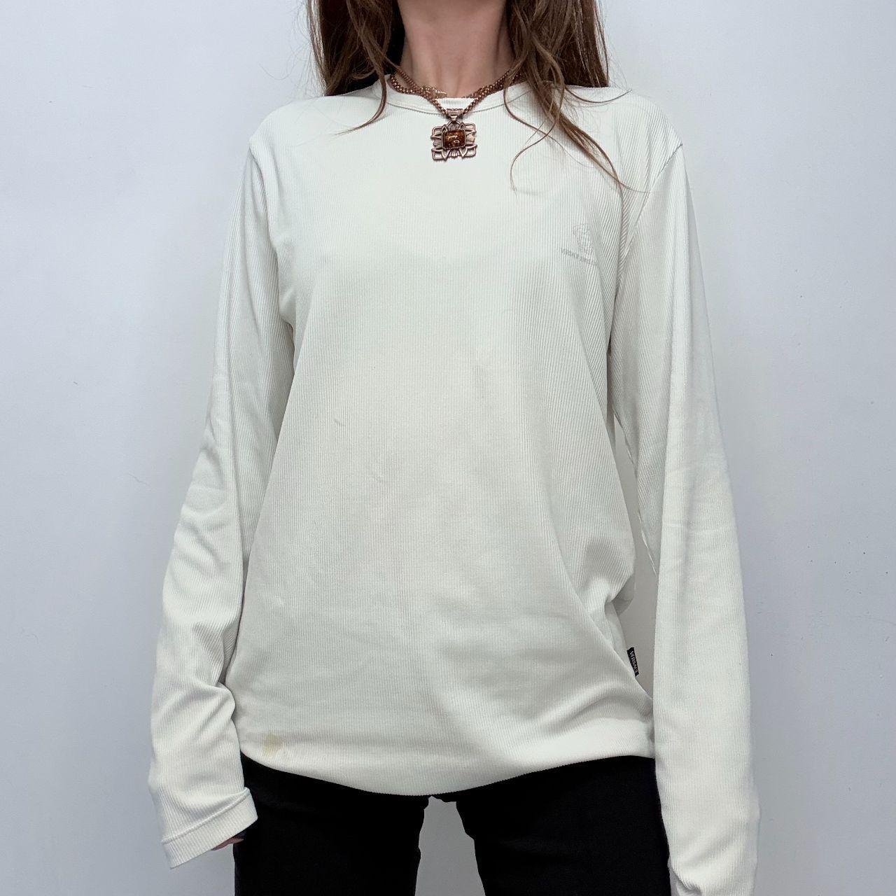 White ribbed versace long sleeve t-shirt