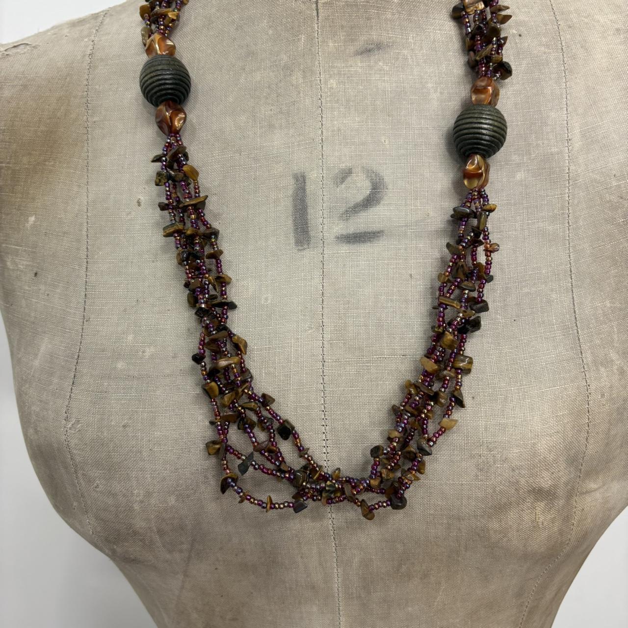 Long layered beaded gem necklace