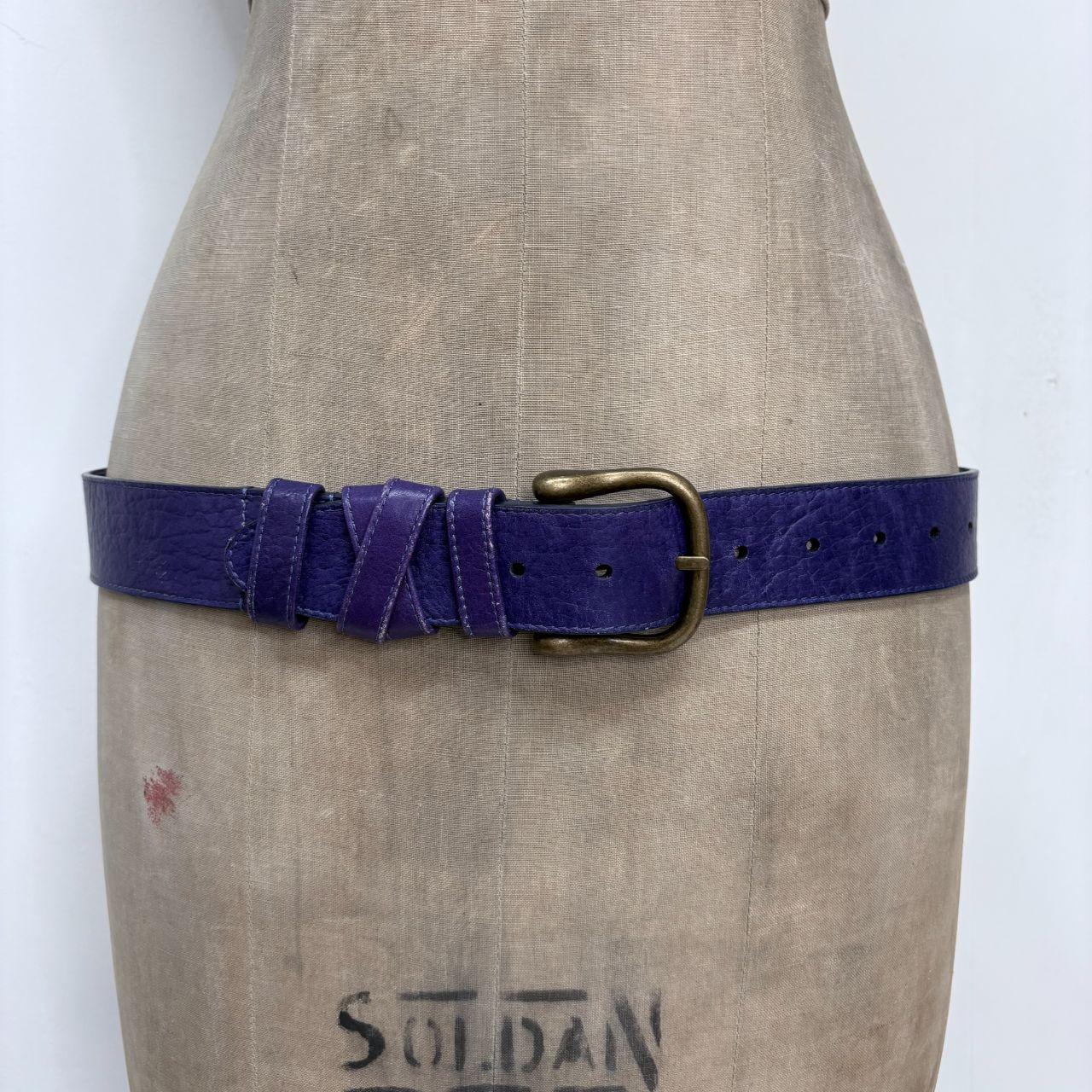 Blue leather buckle belt