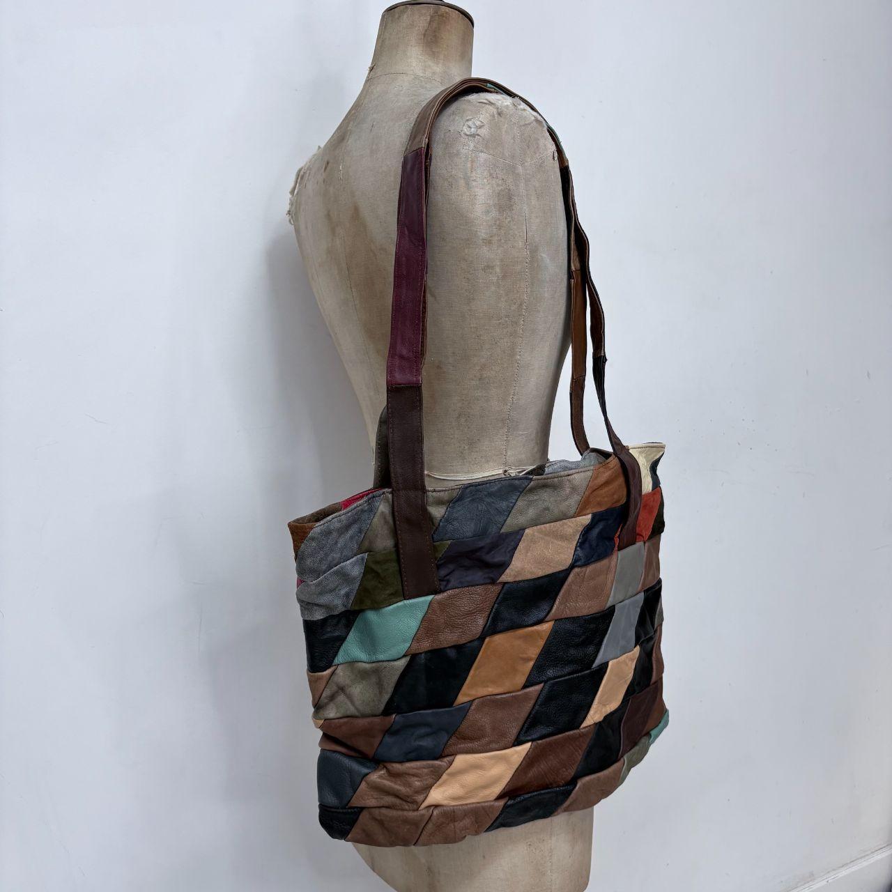 Boho leather patchwork shoulder bag