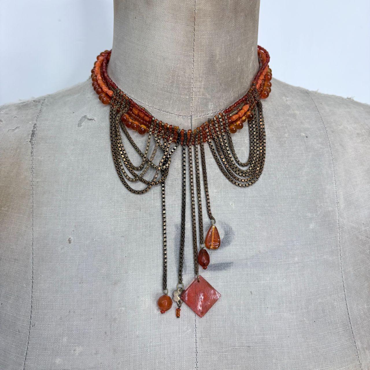 Boho draped chain fairy gemstone necklace