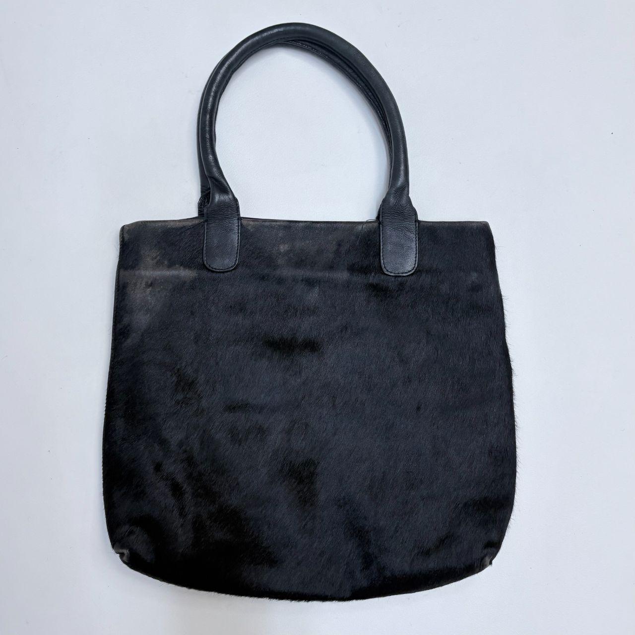 Back pony hair leather bag