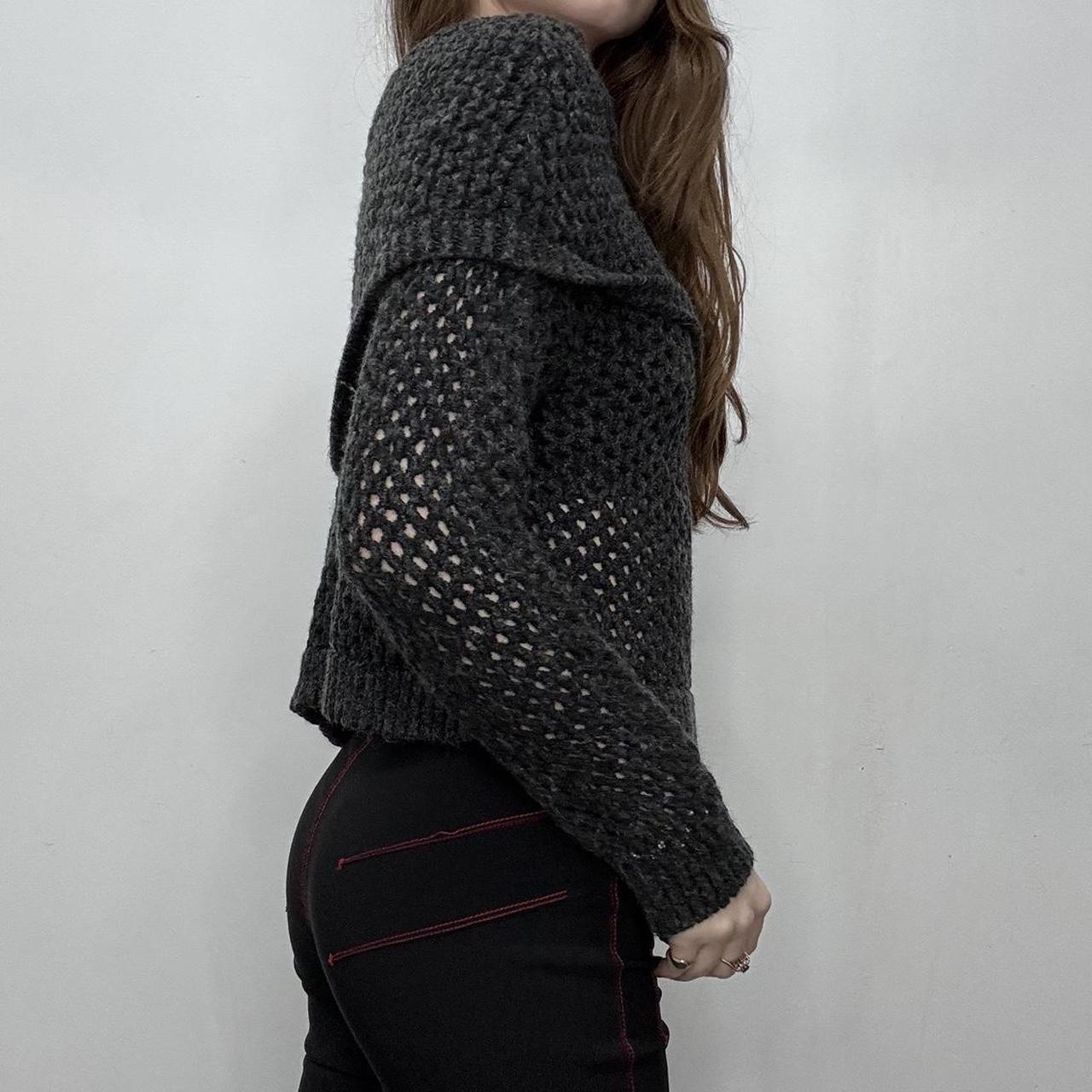 Chunky sheer knit fold over jumper