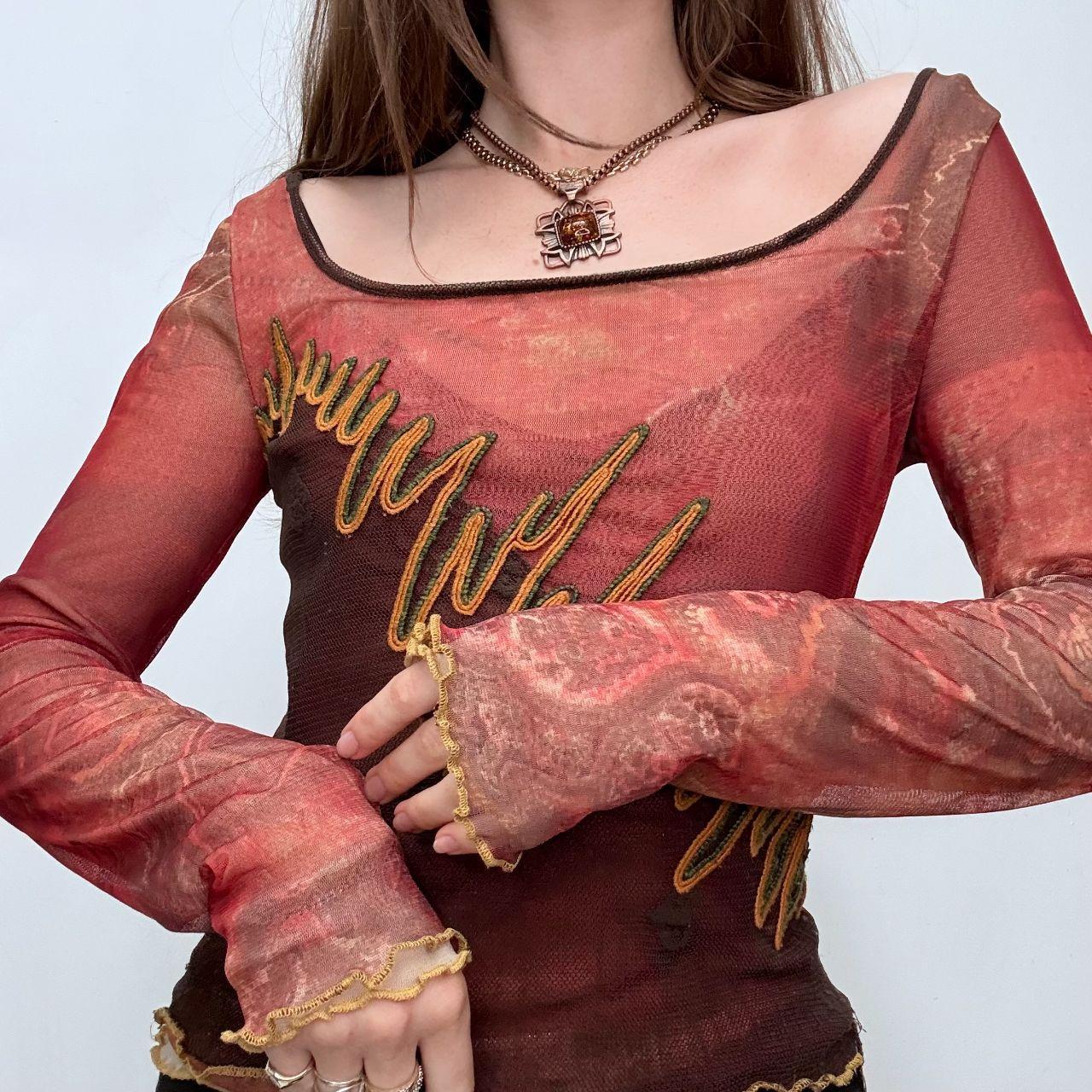Wide neck graphic long sleeve top