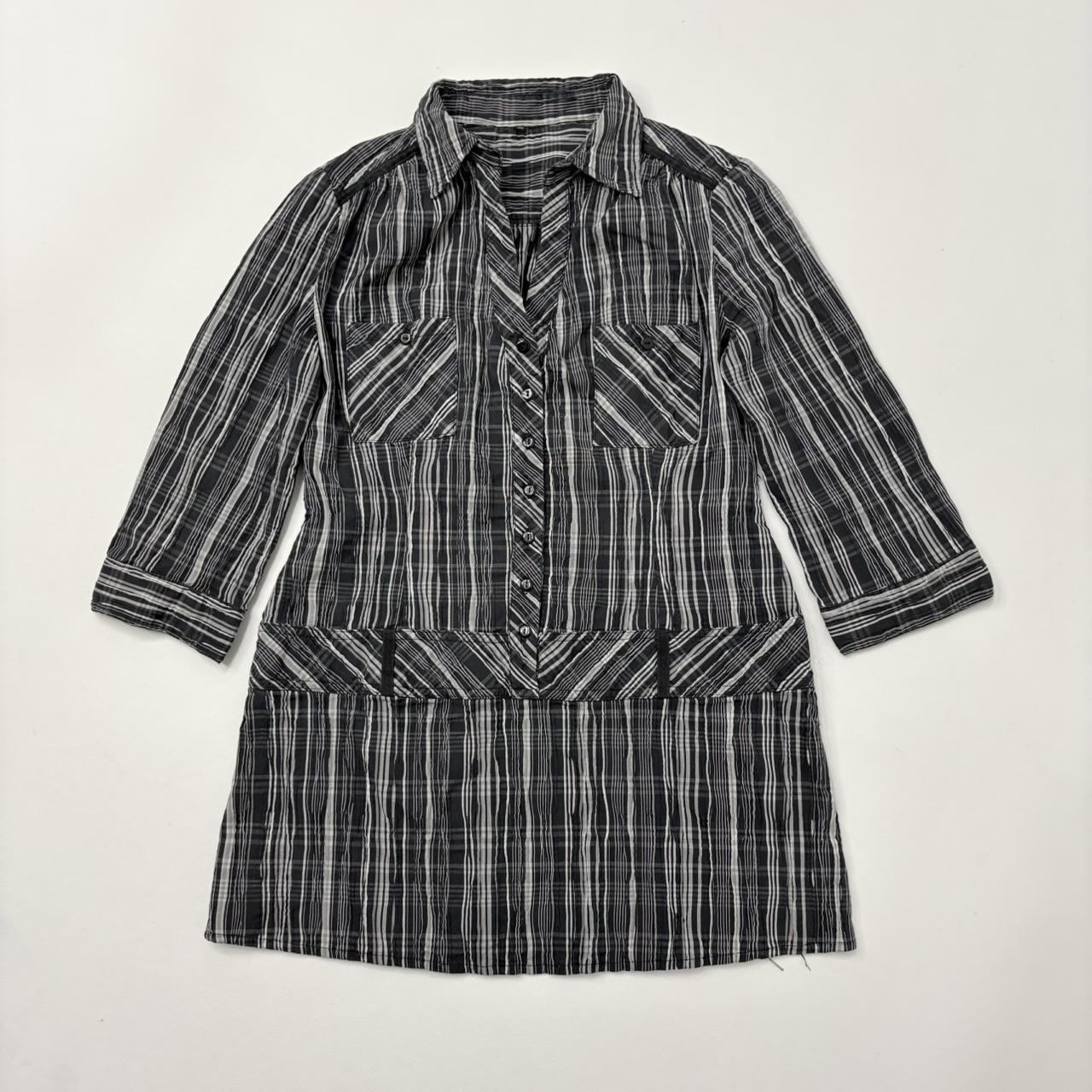 Black pinstripe mini skirt dress