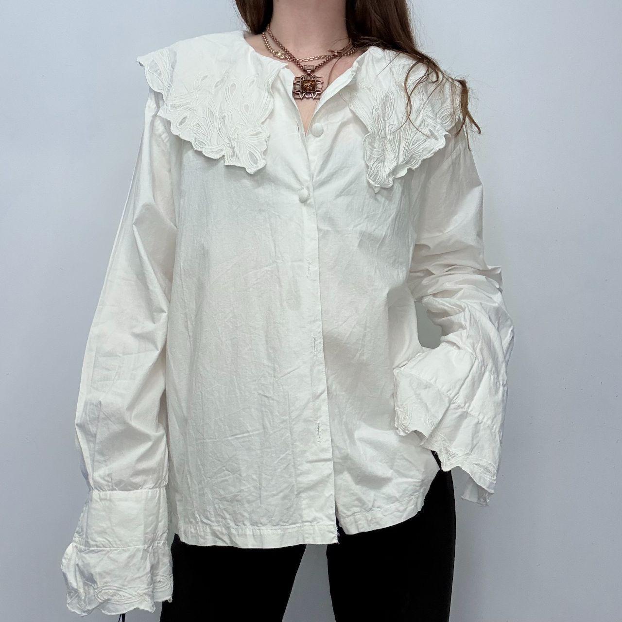 Antique white cotton lace blouse