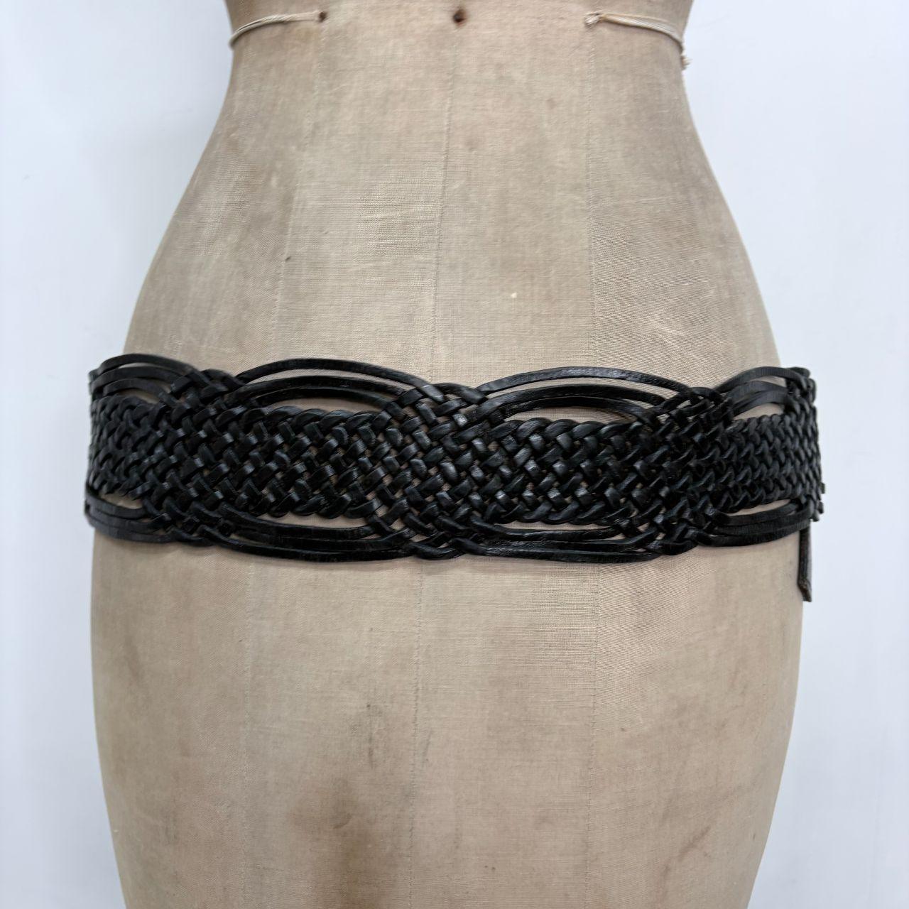Black woven leather boho belt