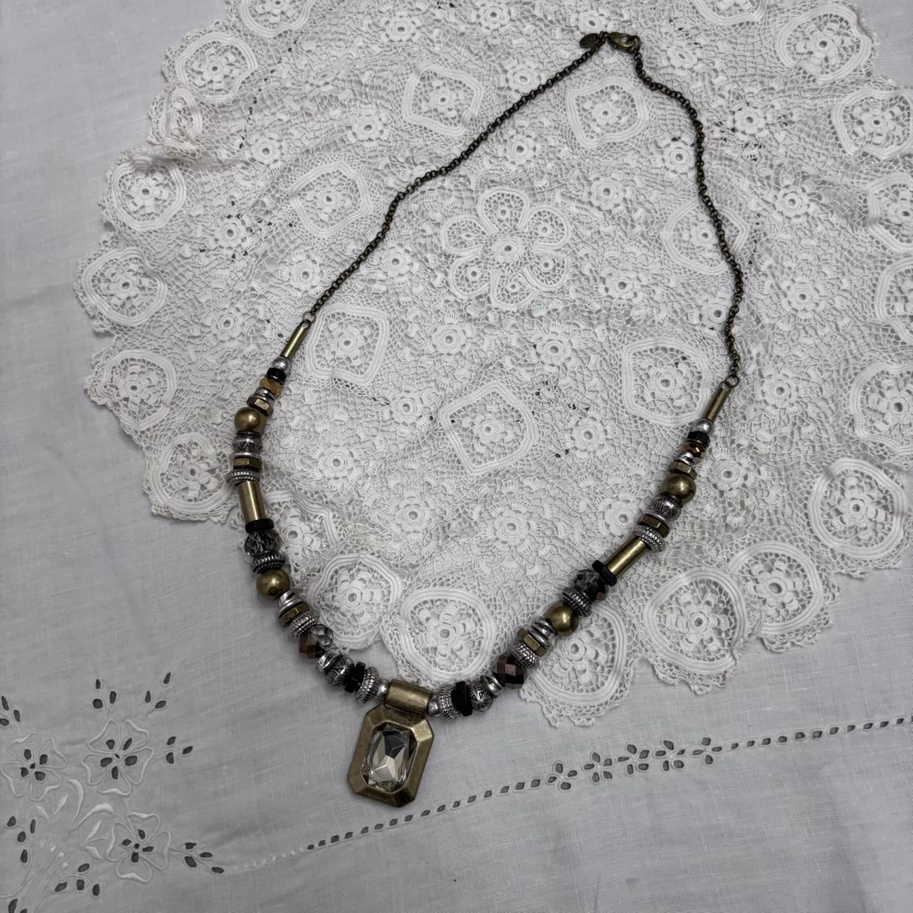 Mixed metal beaded long necklace