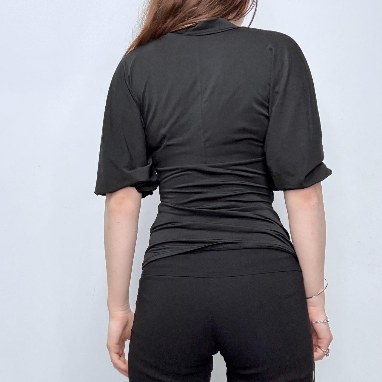 Black fitted flared puff shirt