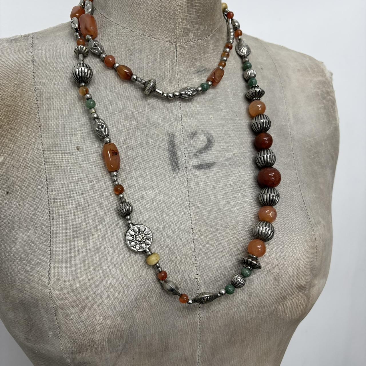 Gemstone silver bead necklace