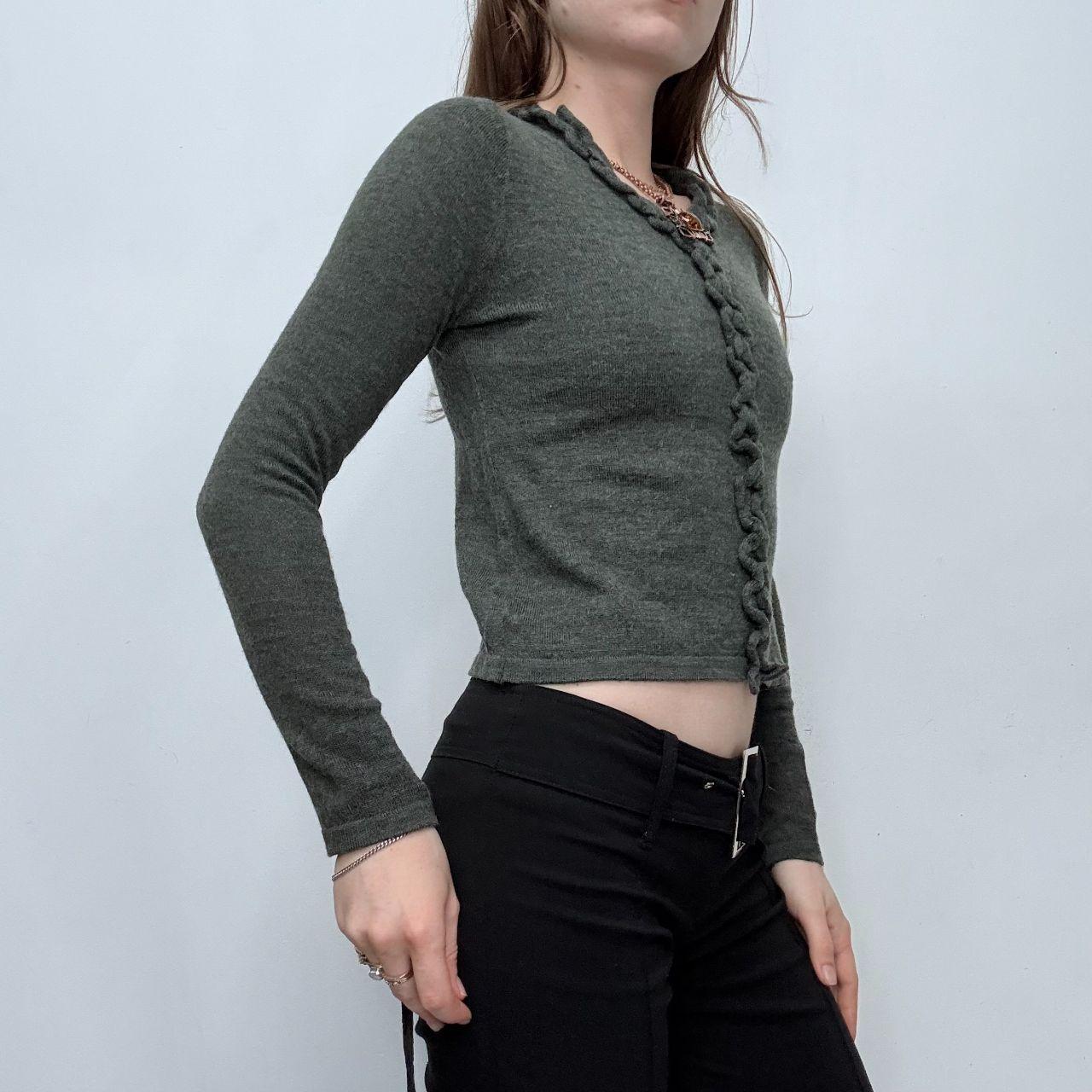 Grey cropped ruffle jumper