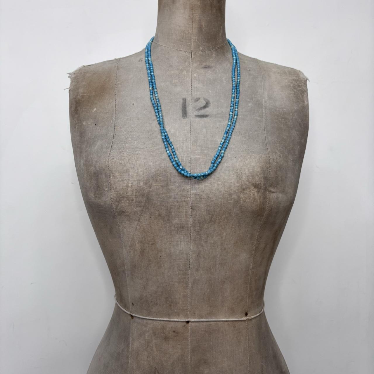 Long wrap turquoise gem necklace