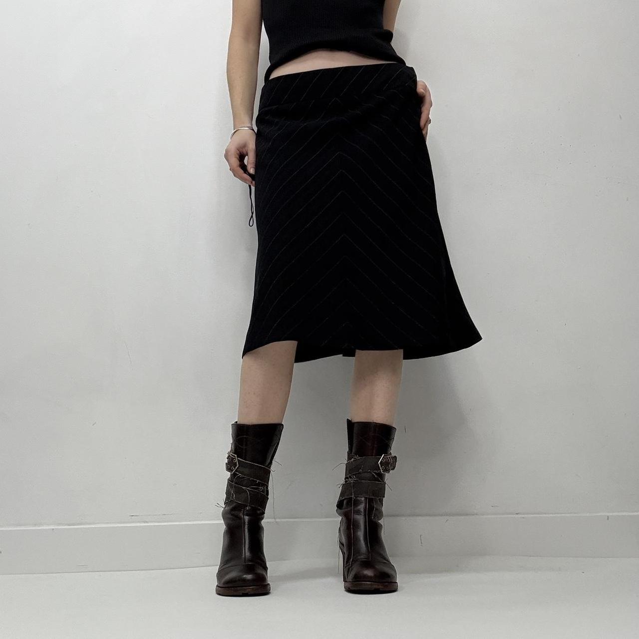 Black pinstriped fitted office skirt